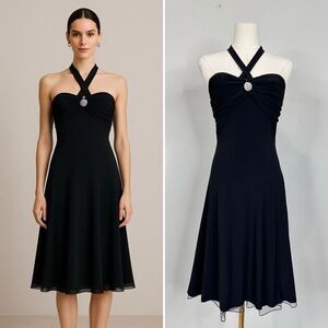 90s Y2K B. Smart Halter Dress Sz 3/4 Whimsygoth Dark Romance Punk Goth Hoco